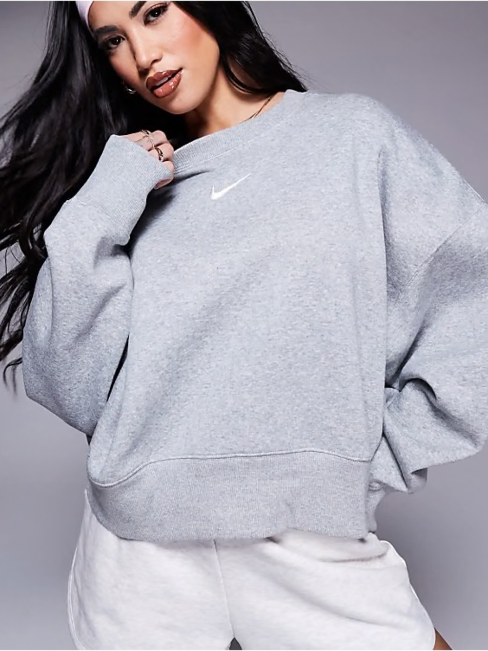 Nike Cropped Sweatshirt Gray Boxy Crewneck Women’s Medium